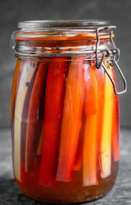 Easy Pickled Rhubarb